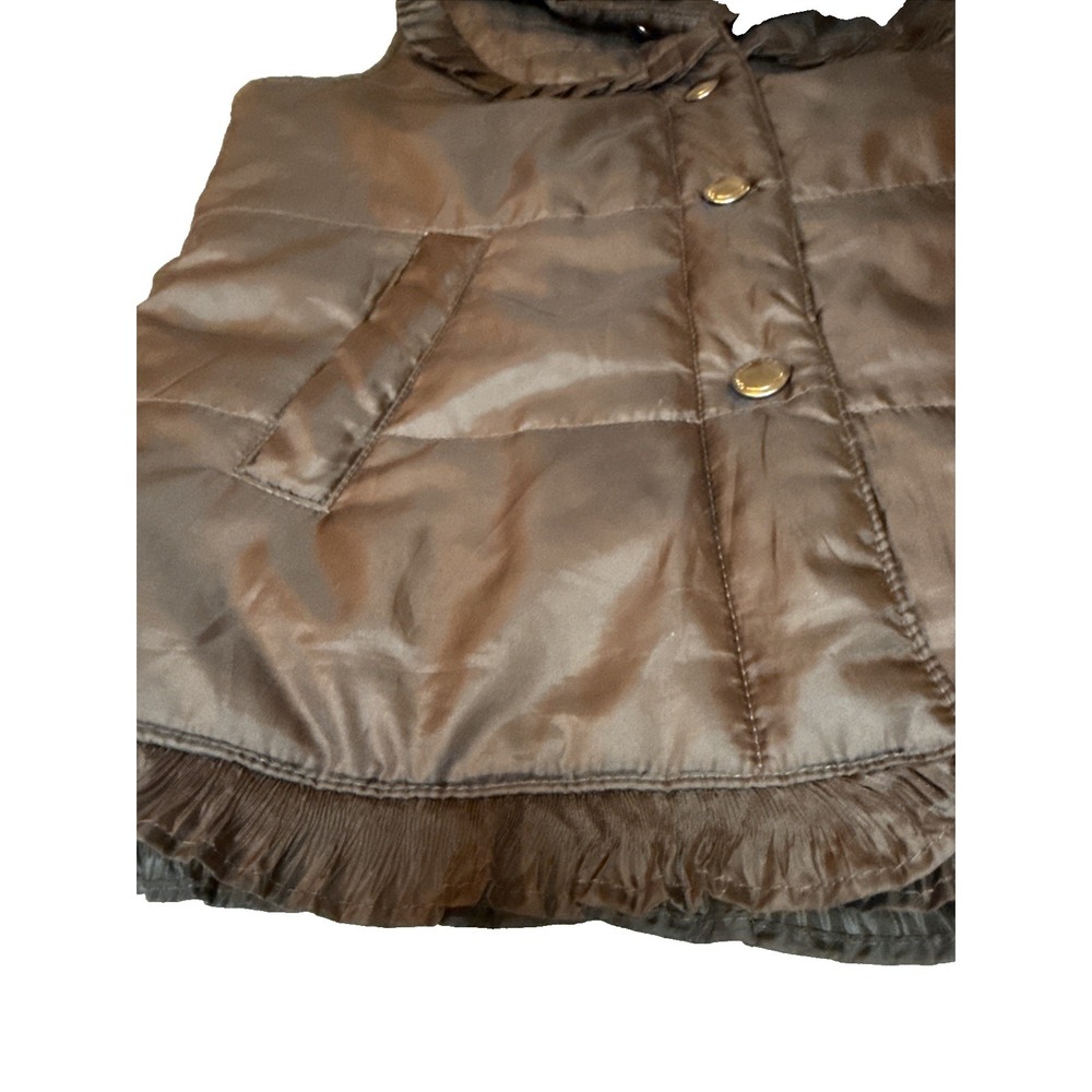Coffee Shop NY Vest Quilted Women's Size Small Brown Ruffles Coquette Girl - Picture 12 of 14